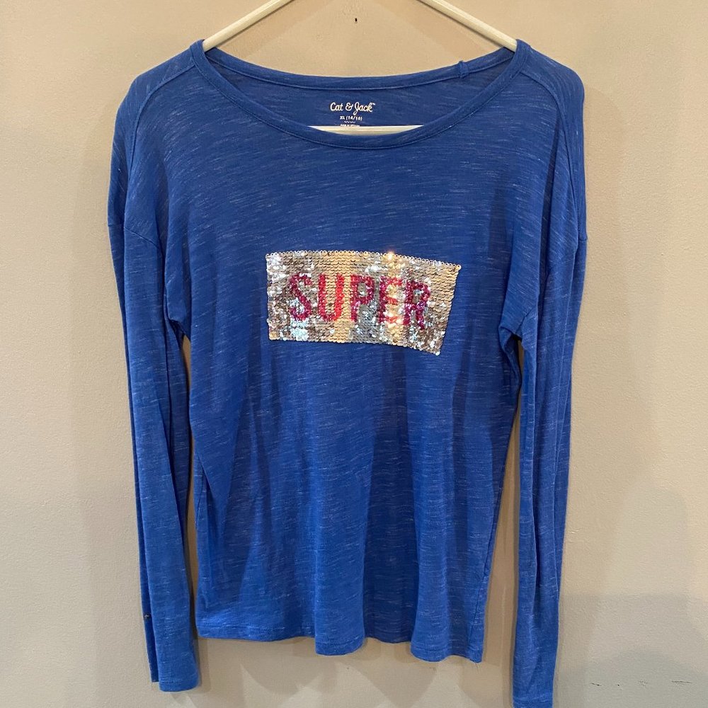 Cat and Jack Super Hero Reversible Sequin Long Sleeve T-Shirt